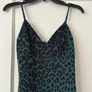 Teal leopard dress